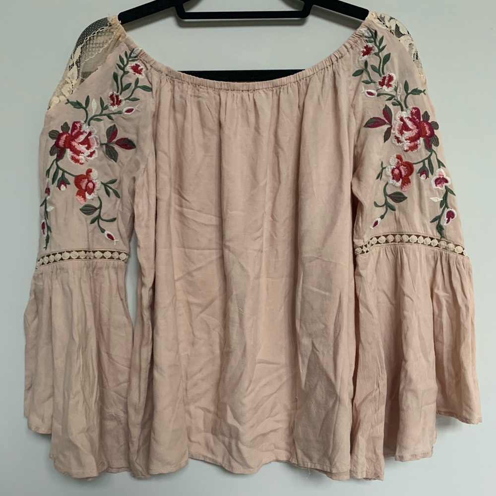 tan blouse